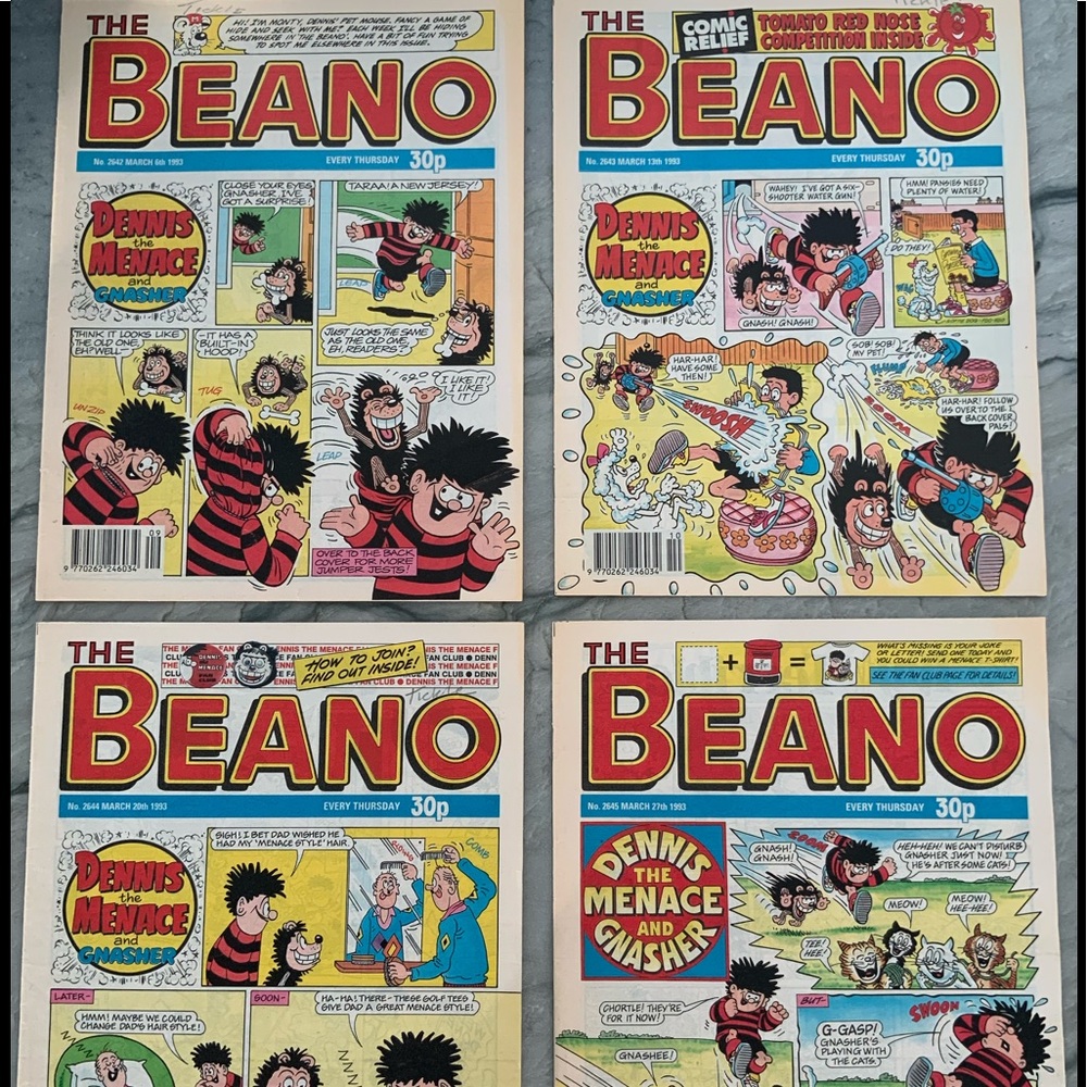 Beano UK Comics w/Dennis the Menace & Gnasher 1990